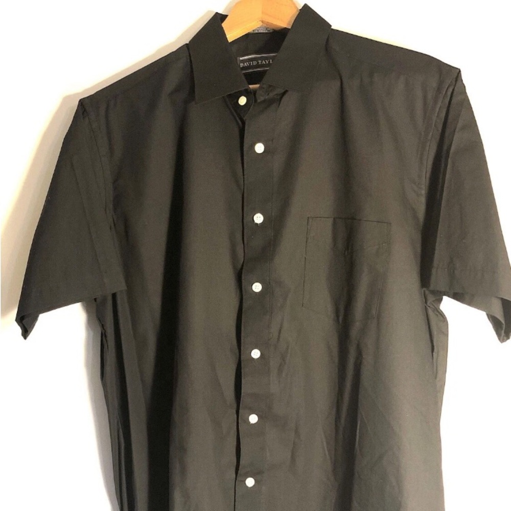 David Taylor Black Casual Button Down Shirt